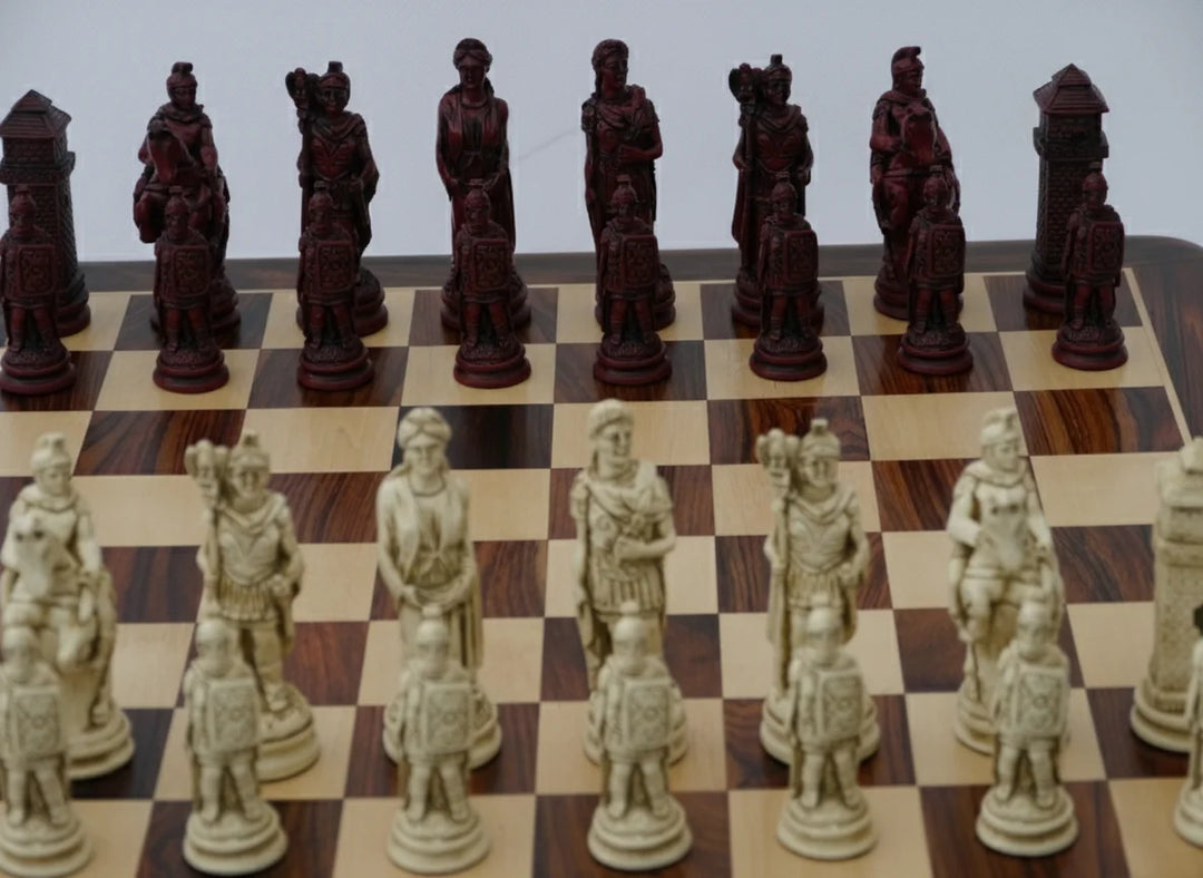 Roman Themed Chessmen - Berkeley Chess - Cardinal Red - Chess'n'Boards