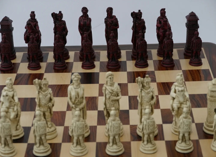 Roman Themed Chessmen - Berkeley Chess - Cardinal Red - Chess'n'Boards