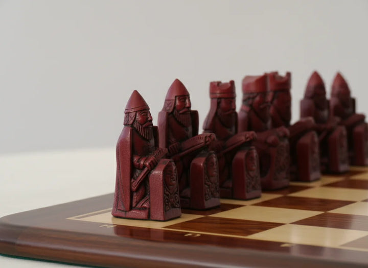 Isle of Lewis Chess Pieces by Barkeley - Cardinal Red - Chess'n'Boards