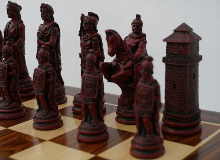 Roman Themed Chessmen - Berkeley Chess - Cardinal Red - Chess'n'Boards