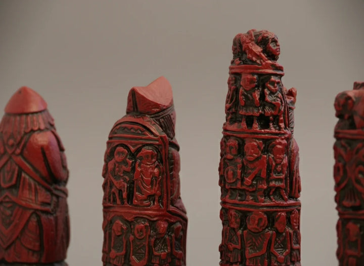 Medieval Chess Pieces-Berkeley Themed Chessmen -Cardinal Red - Chess'n'Boards