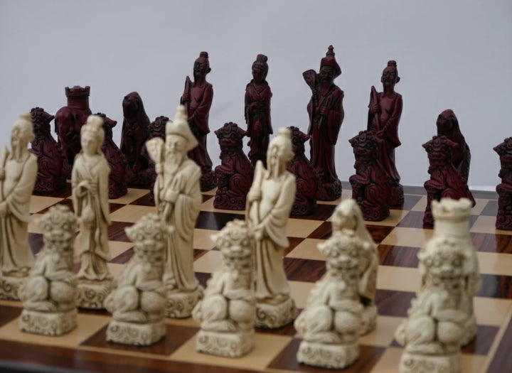 Mandarian Themed Chessmen - Berkeley's Decorative Chesspieces - Cardinal Red - Chess'n'Boards