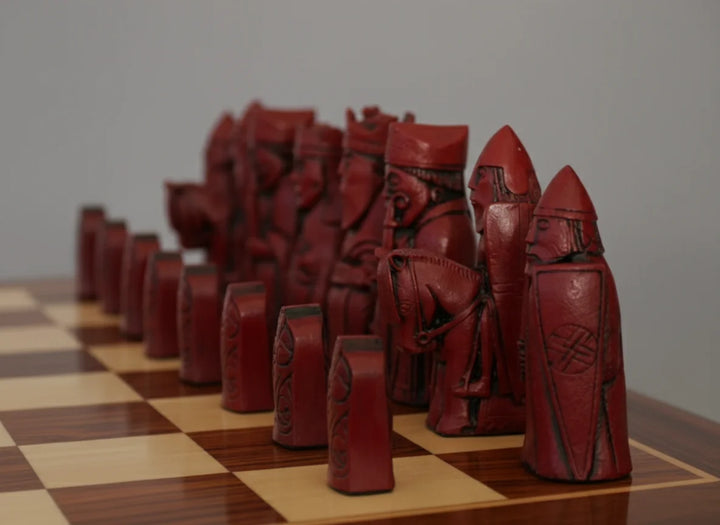 Isle of Lewis Chess Pieces by Barkeley - Cardinal Red - Chess'n'Boards
