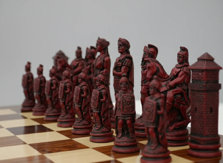 Roman Themed Chessmen - Berkeley Chess - Cardinal Red - Chess'n'Boards