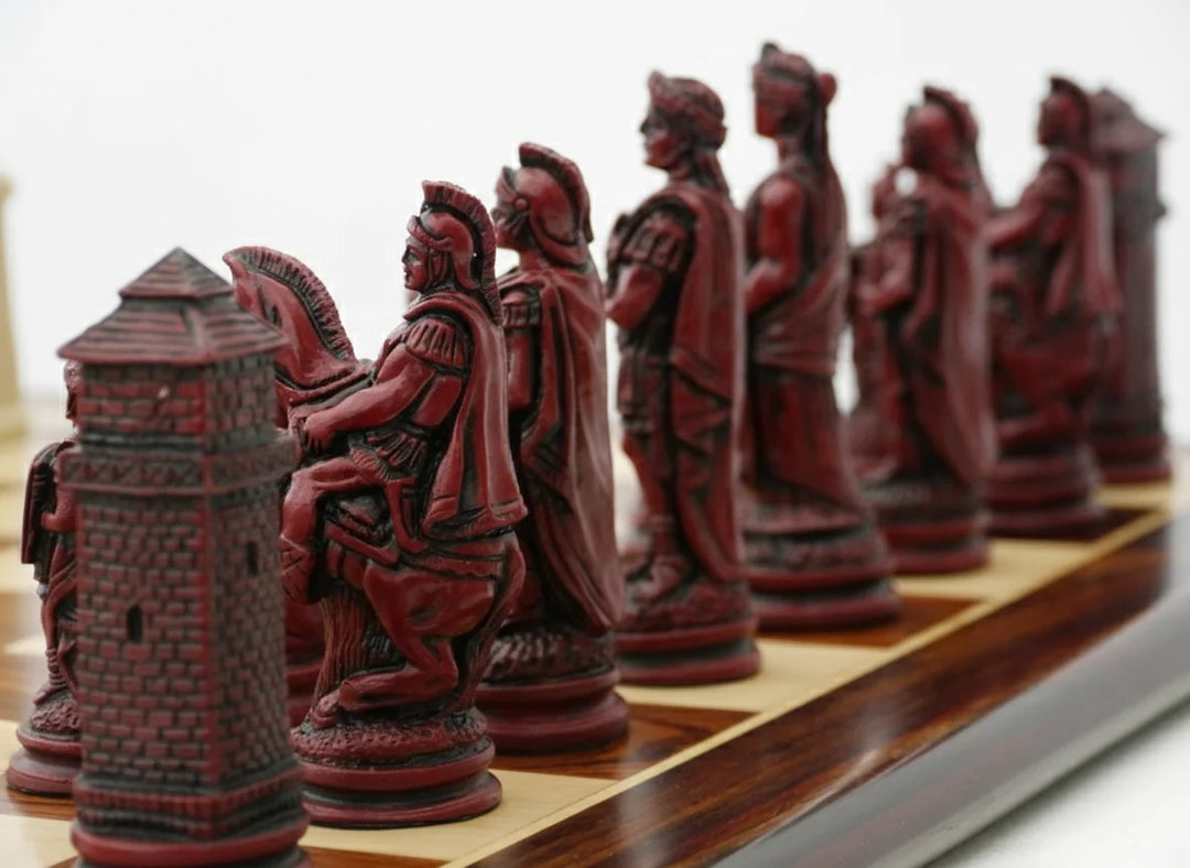 Roman Themed Chessmen - Berkeley Chess - Cardinal Red - Chess'n'Boards