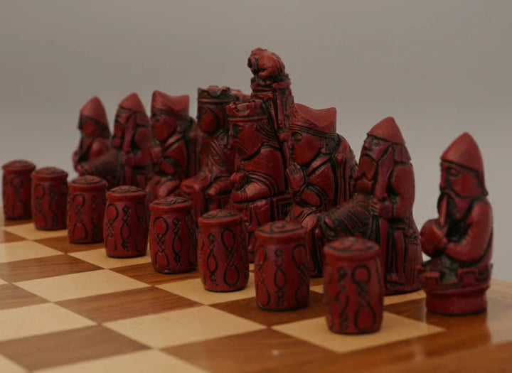 Medieval Chess Pieces-Berkeley Themed Chessmen -Cardinal Red - Chess'n'Boards