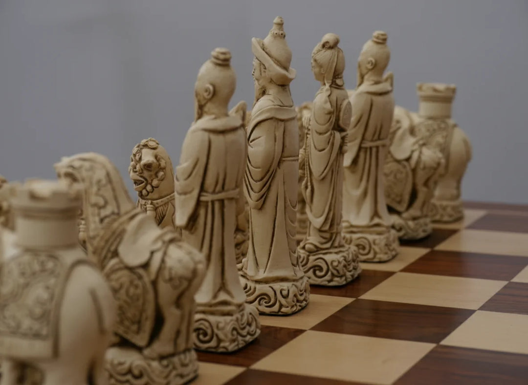 Mandarian Themed Chessmen - Berkeley's Decorative Chesspieces - Cardinal Red - Chess'n'Boards