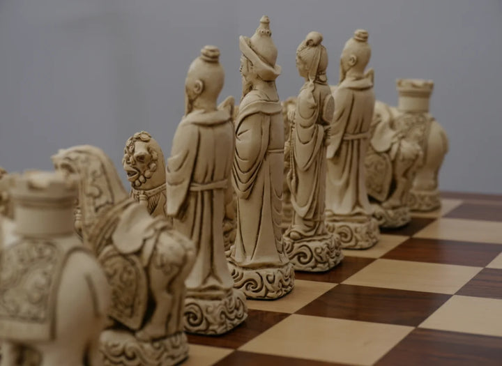 Mandarian Themed Chessmen - Berkeley's Decorative Chesspieces - Cardinal Red - Chess'n'Boards