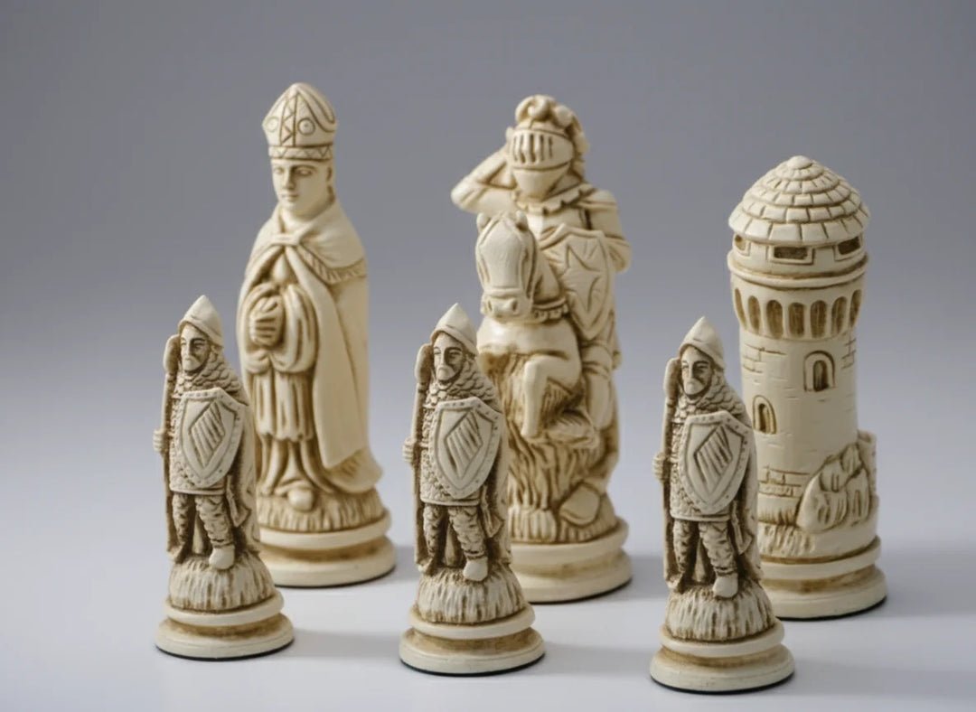 Camelot Themed Chess Pieces - Berkeley's Heritage Chessmen - Chess'n'Boards