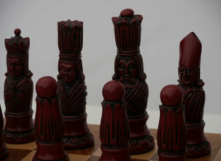 Victorian Chess Pieces- Berkeley's Themed Chessmen- Cardinal Red - Chess'n'Boards
