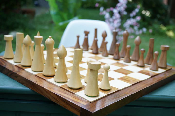 Jeu d'échecs combiné | Jeu d'échecs danois Herman Ohme de style minimaliste en palissandre indien avec planche en palissandre Endgrain