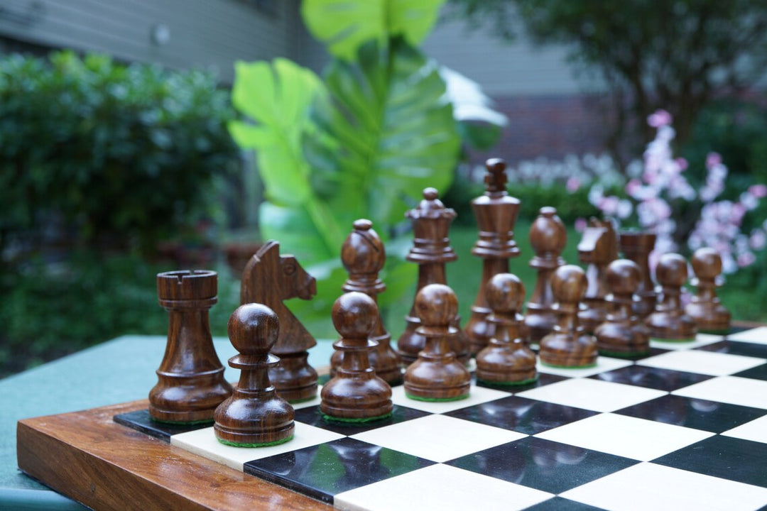Jeu d'échecs combiné | Jeu d'échecs de tournoi de chevalier allemand en palissandre