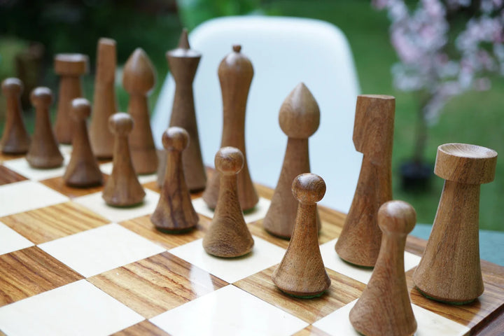 Jeu d'échecs combiné | Jeu d'échecs danois Herman Ohme de style minimaliste en palissandre indien avec planche en palissandre Endgrain