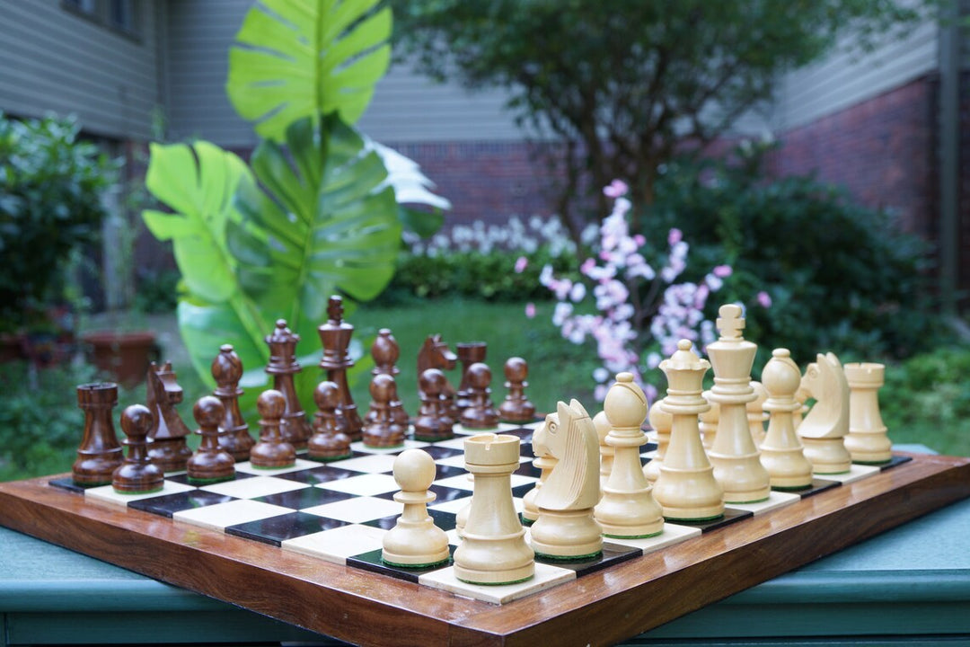 Jeu d'échecs combiné | Jeu d'échecs de tournoi de chevalier allemand en palissandre