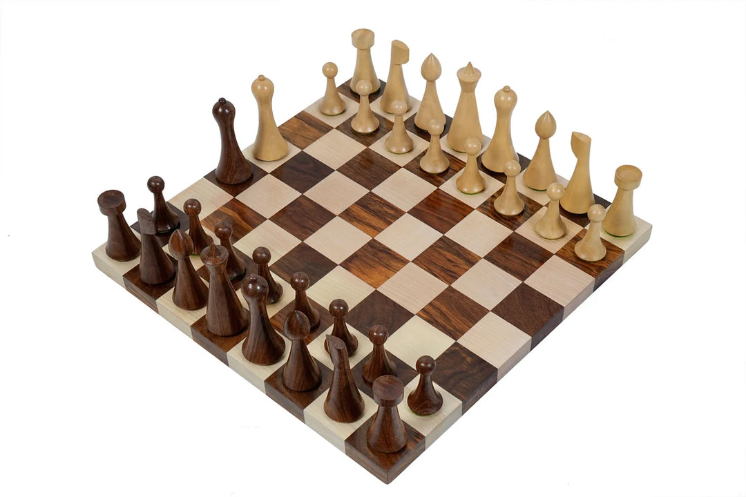 Chess Set | Modern Hermann Ohme Chess Pieces with Walnut Chessboard