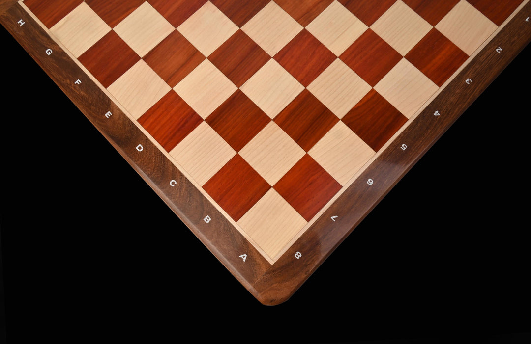Annotated Bud Rosewood Chess Board: Maple Accents, Glossy Finish
