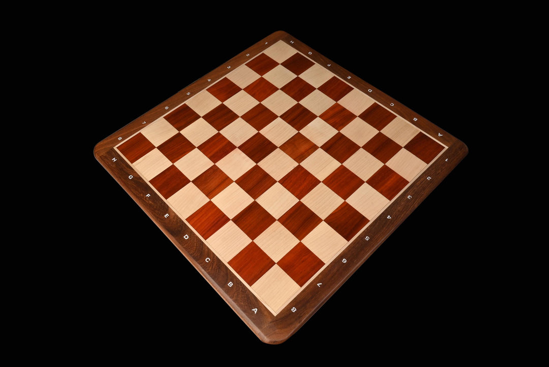 Annotated Bud Rosewood Chess Board: Maple Accents, Glossy Finish