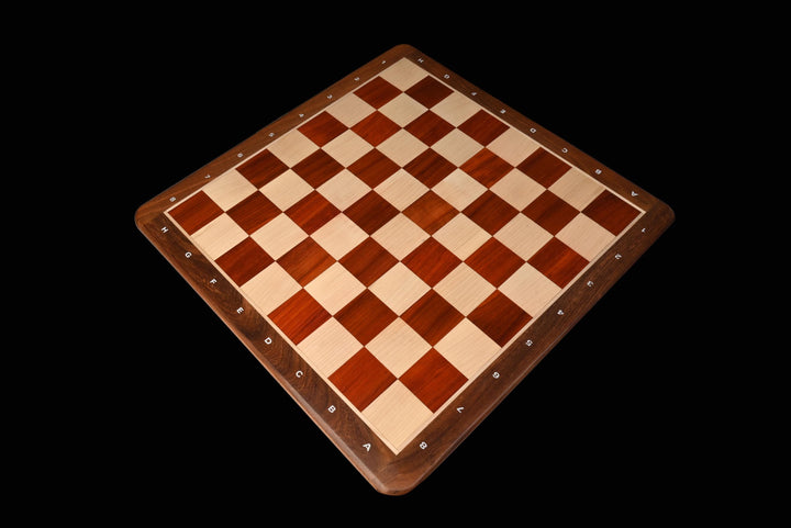 Annotated Bud Rosewood Chess Board: Maple Accents, Glossy Finish