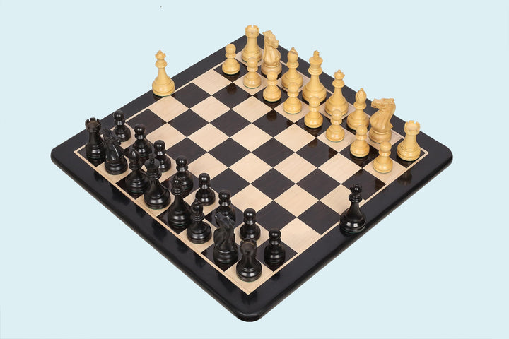 Handmade Staunton Chess Pieces: Ebonized/Natural Boxwood, Weighted, 3.75" King