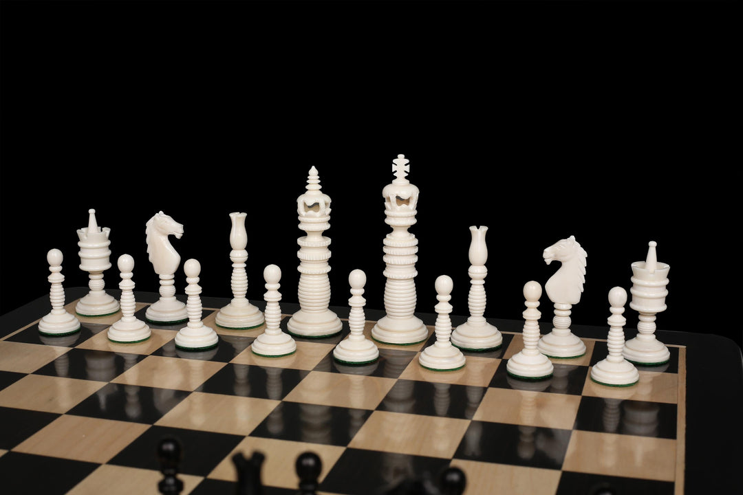4.4″ Minaret Series Hand Carved Camel Bone Chess Set- Chess Pieces Only – Ivory White