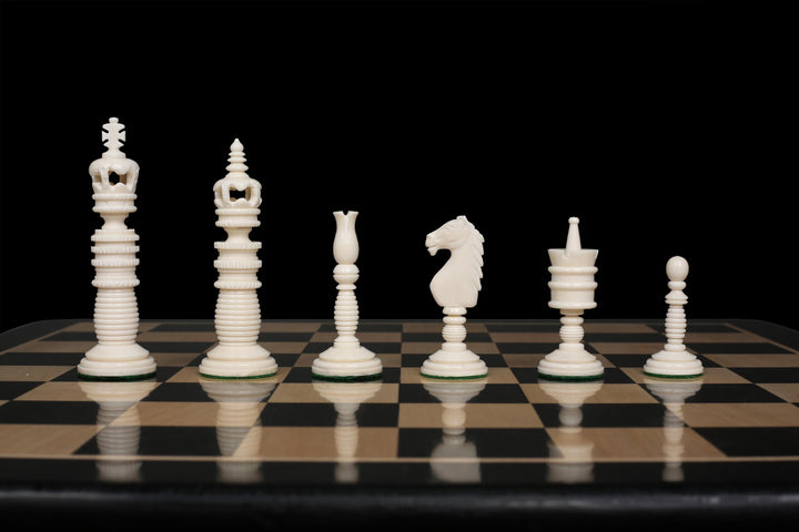 4.4″ Minaret Series Hand Carved Camel Bone Chess Set- Chess Pieces Only – Ivory White