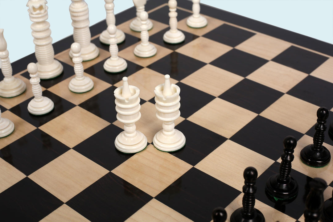 4.4″ Minaret Series Hand Carved Camel Bone Chess Set- Chess Pieces Only – Ivory White
