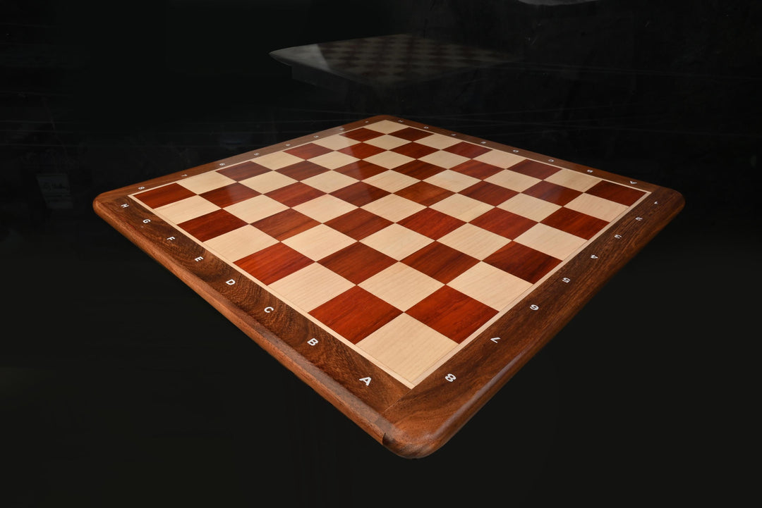 Annotated Bud Rosewood Chess Board: Maple Accents, Glossy Finish