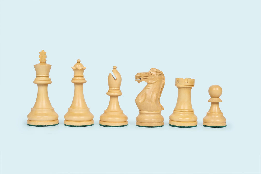 Handmade Staunton Chess Pieces: Ebonized/Natural Boxwood, Weighted, 3.75" King