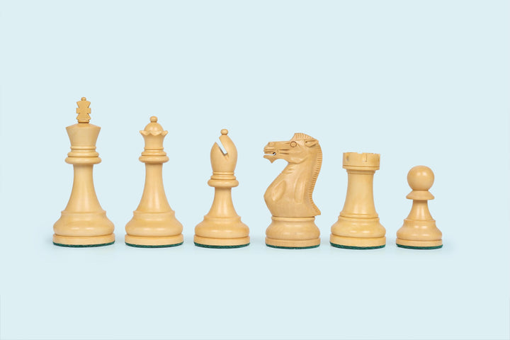 Handmade Staunton Chess Pieces: Ebonized/Natural Boxwood, Weighted, 3.75" King