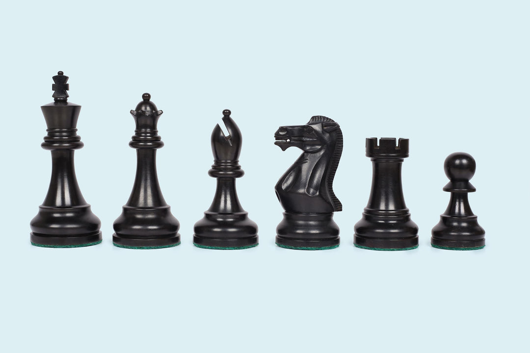 Handmade Staunton Chess Pieces: Ebonized/Natural Boxwood, Weighted, 3.75" King