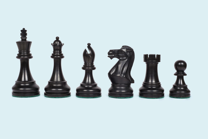 Handmade Staunton Chess Pieces: Ebonized/Natural Boxwood, Weighted, 3.75" King