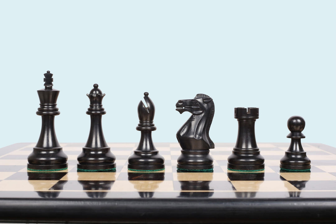 Handmade Staunton Chess Pieces: Ebonized/Natural Boxwood, Weighted, 3.75" King