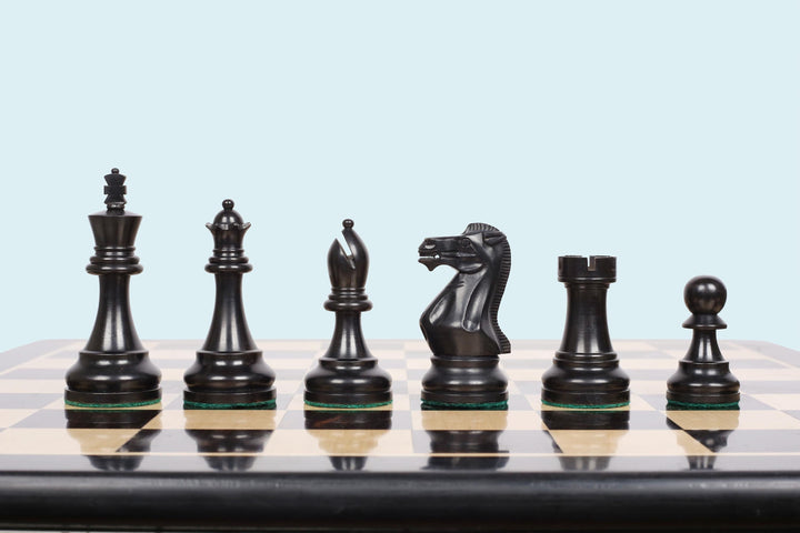 Handmade Staunton Chess Pieces: Ebonized/Natural Boxwood, Weighted, 3.75" King