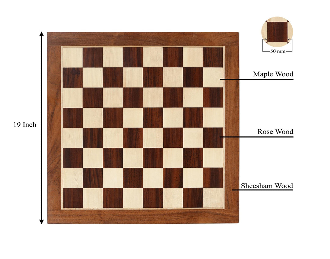 Anjan Wood : Maple Chess Board 19", Glossy Finish