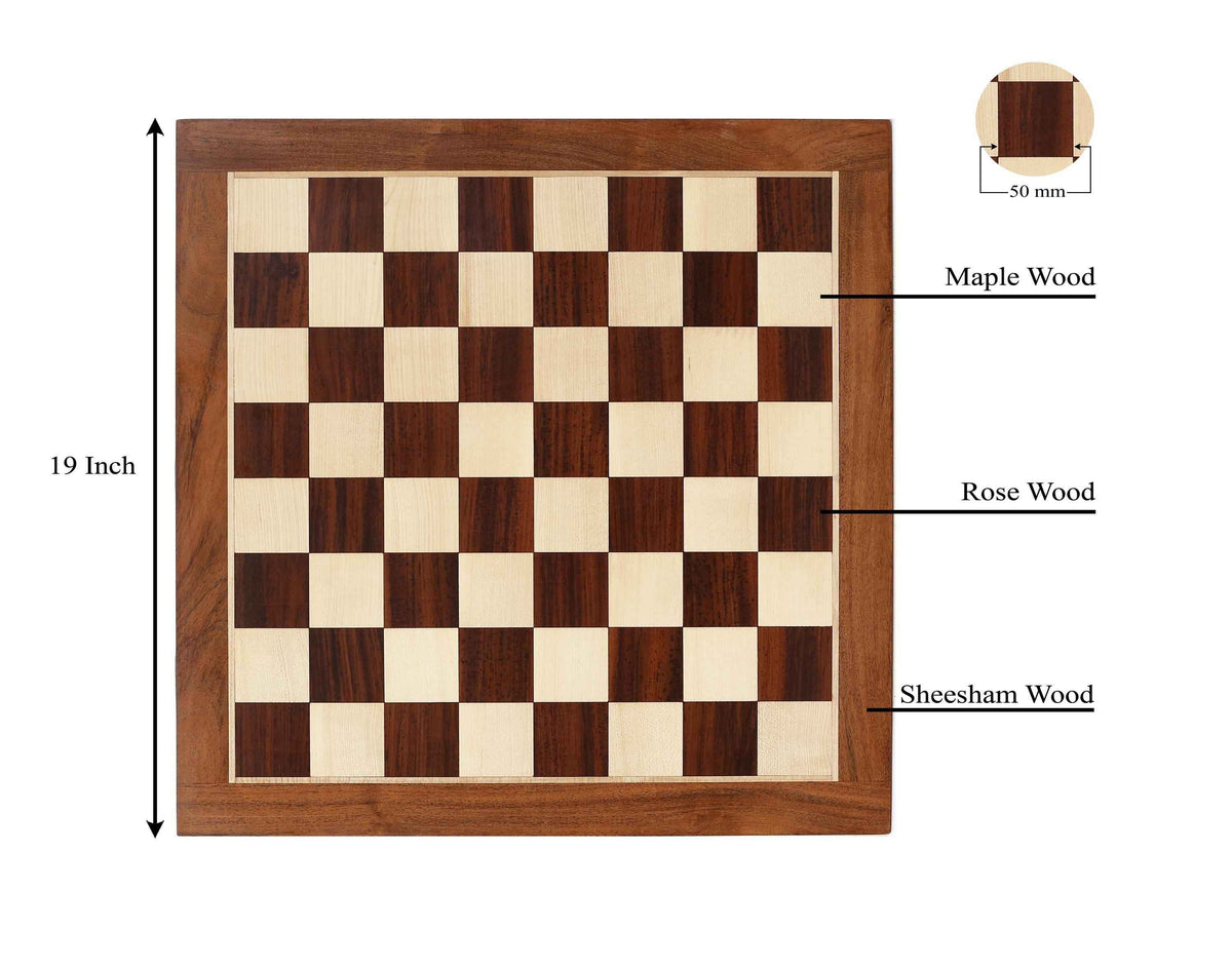 Anjan Wood : Maple Chess Board 19", Glossy Finish