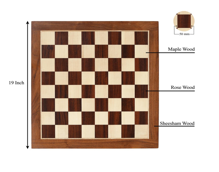 Anjan Wood : Maple Chess Board 19", Glossy Finish
