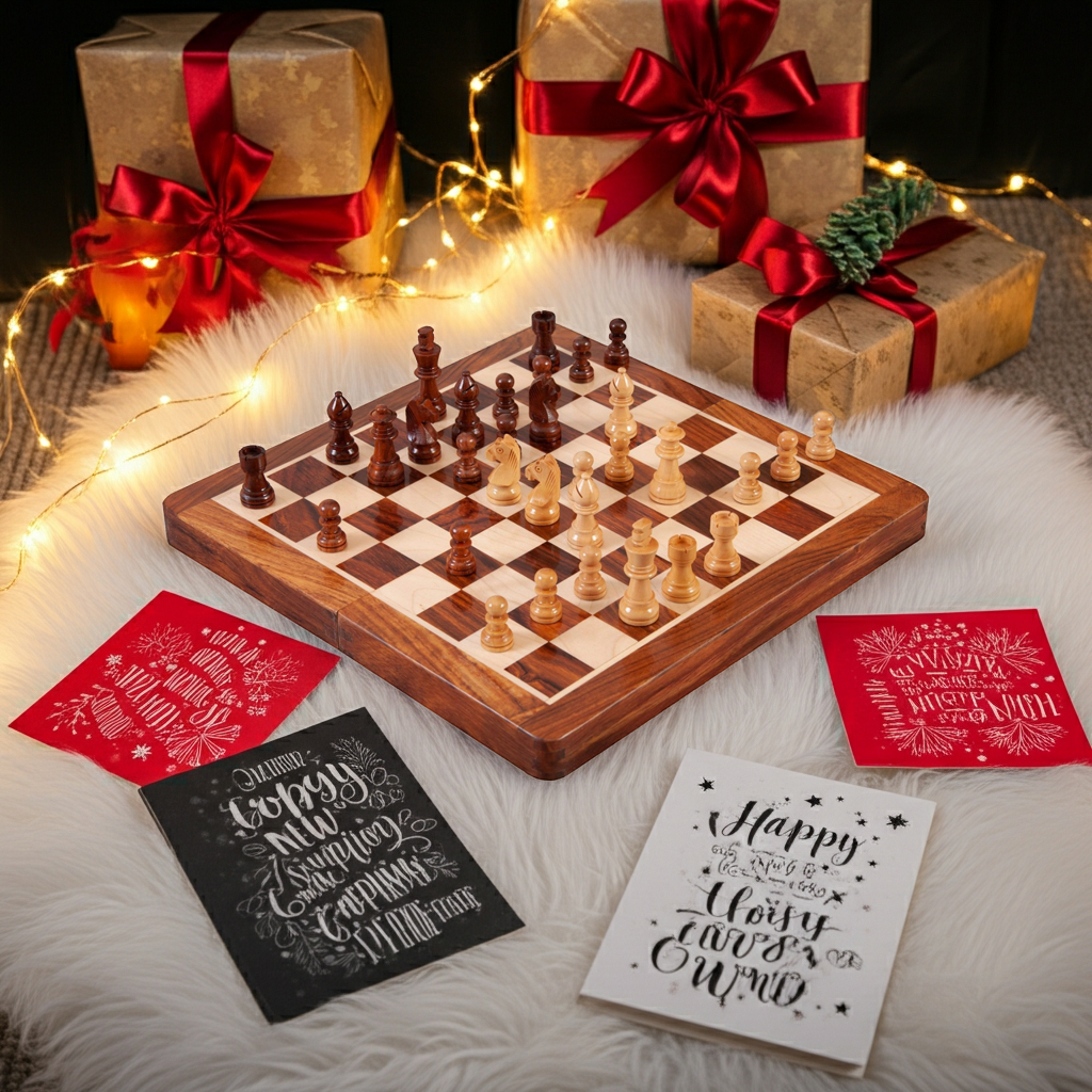 10" Golden Rosewood Folding Magnetic Travel Chess Set