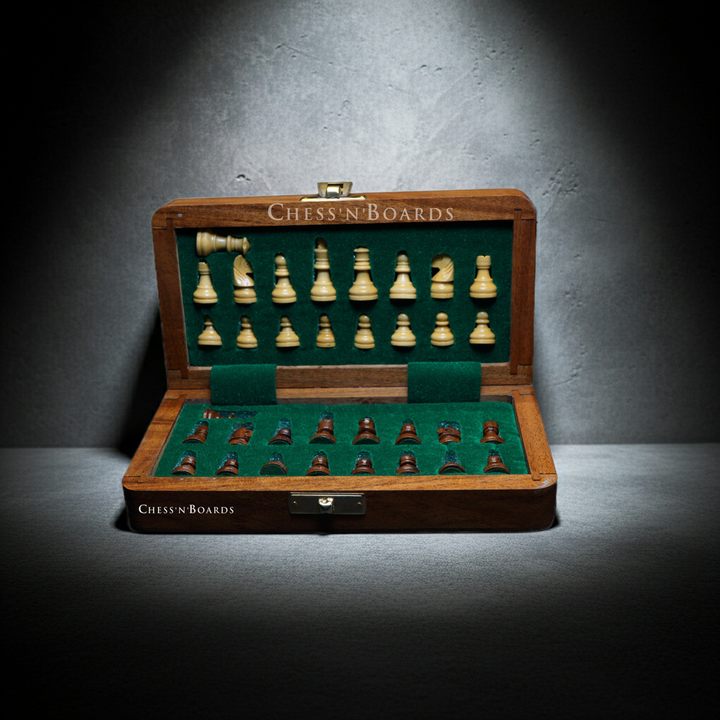 10" Golden Rosewood Folding Magnetic Travel Chess Set