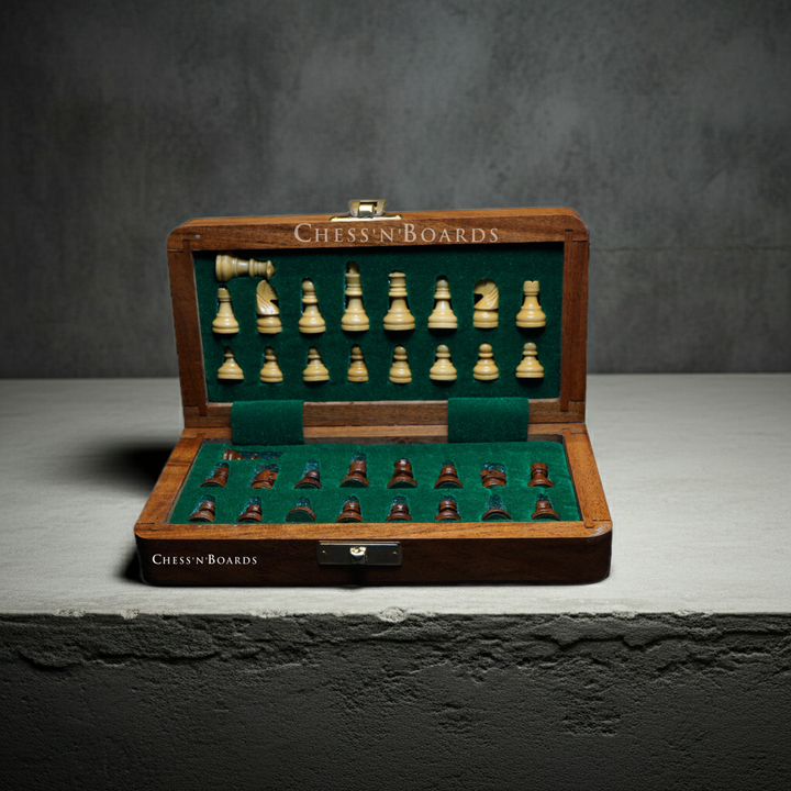 10" Golden Rosewood Folding Magnetic Travel Chess Set