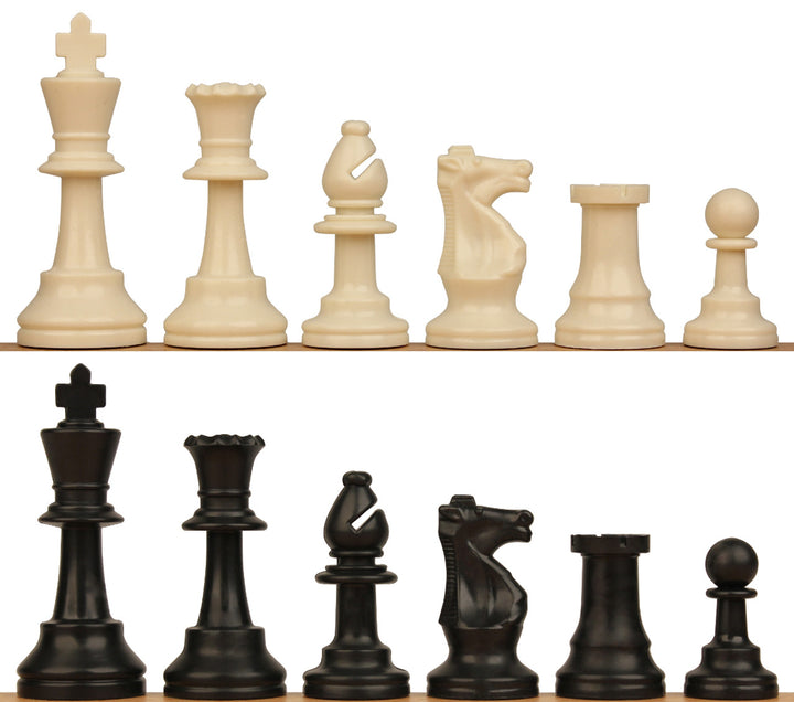 Analysis Size Standard Club Plastic Chess Pieces Black & Ivory