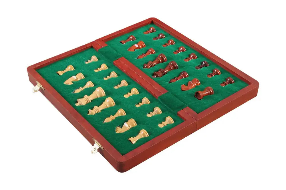 Jeu d'échecs en bois de 12 pouces, planche pliante magnétique de voyage en bois de rose bourgeon