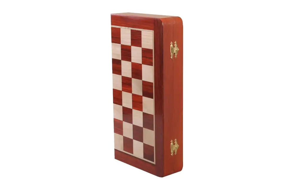Jeu d'échecs en bois de 12 pouces, planche pliante magnétique de voyage en bois de rose bourgeon