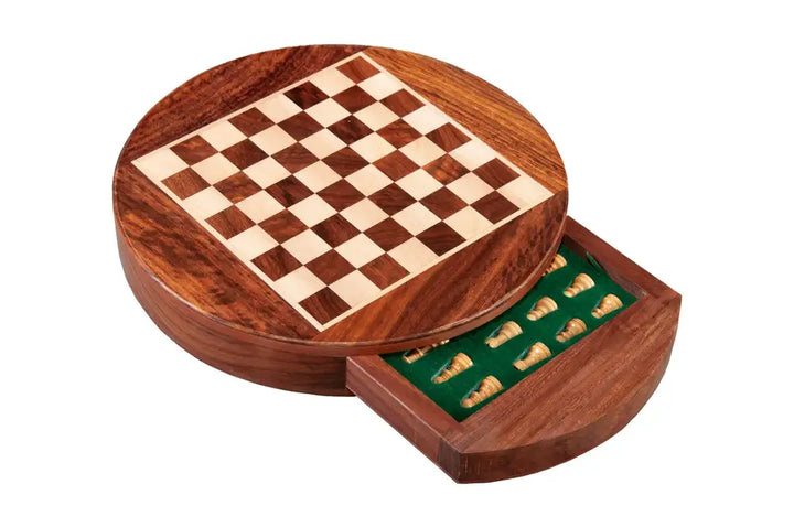 Magnetic Travel Chess Drawer | Portable Chess Set Diameter 9"