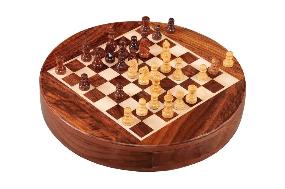 Tiroir d'échecs de voyage magnétique | Jeu d'échecs portable diamètre 9"