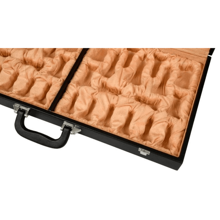 Leatherette Chess Set Briefcase Storage Box Coffer with Fixed Slots for 3.75" - 4" Pieces - Chess'n'Boards