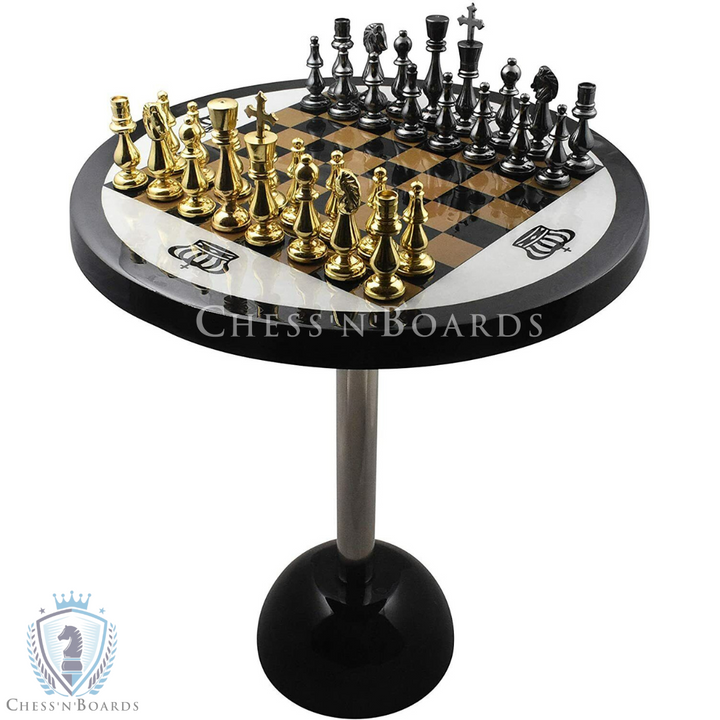 Brass Metal Luxury Chess Table Set- 21" Tall