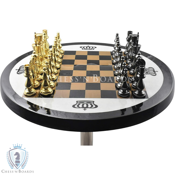 Brass Metal Luxury Chess Table Set- 21" Tall