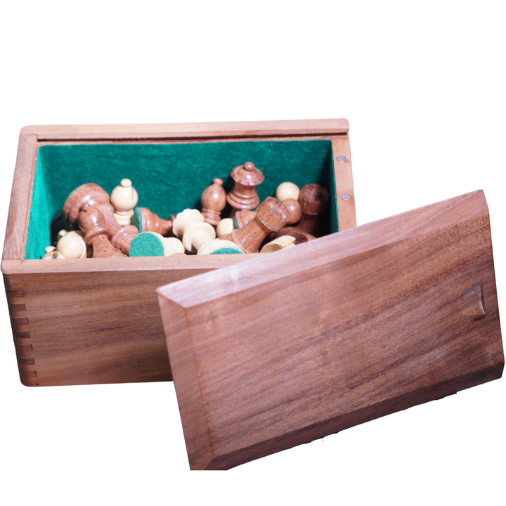 Tournament Chess Storage Box with German Knight Staunton Series Chess Pieces - Chess'n'Boards