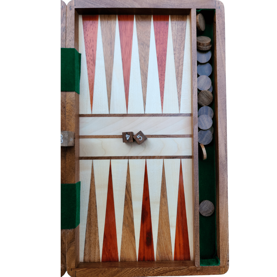 Solid Exotic Hardwood Backgammon Board 14 x 14 Inches - Chess'n'Boards