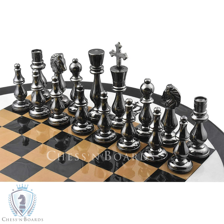 Brass Metal Luxury Chess Table Set- 21" Tall